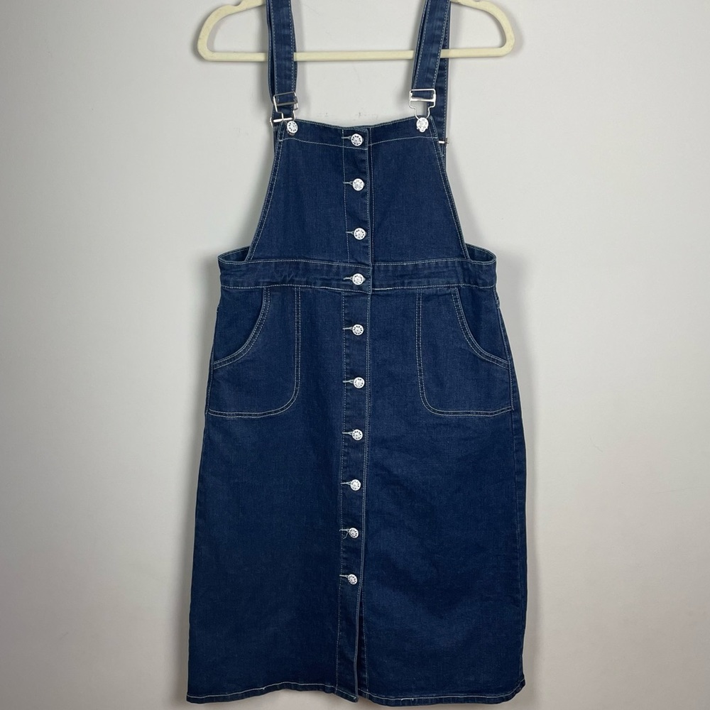 Adorable 90’s Does 70’s Look Dark Denim Jumper w Stretch Size M